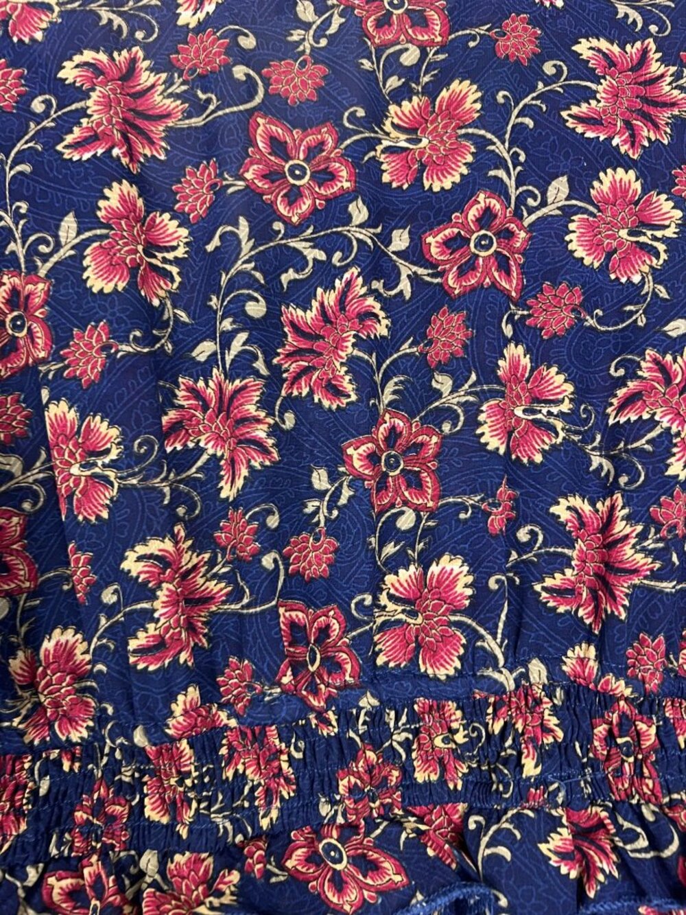 Anthropologie Boemo ruffle peasant maxi dress blue red floral cottagecore Petite - Picture 7 of 9